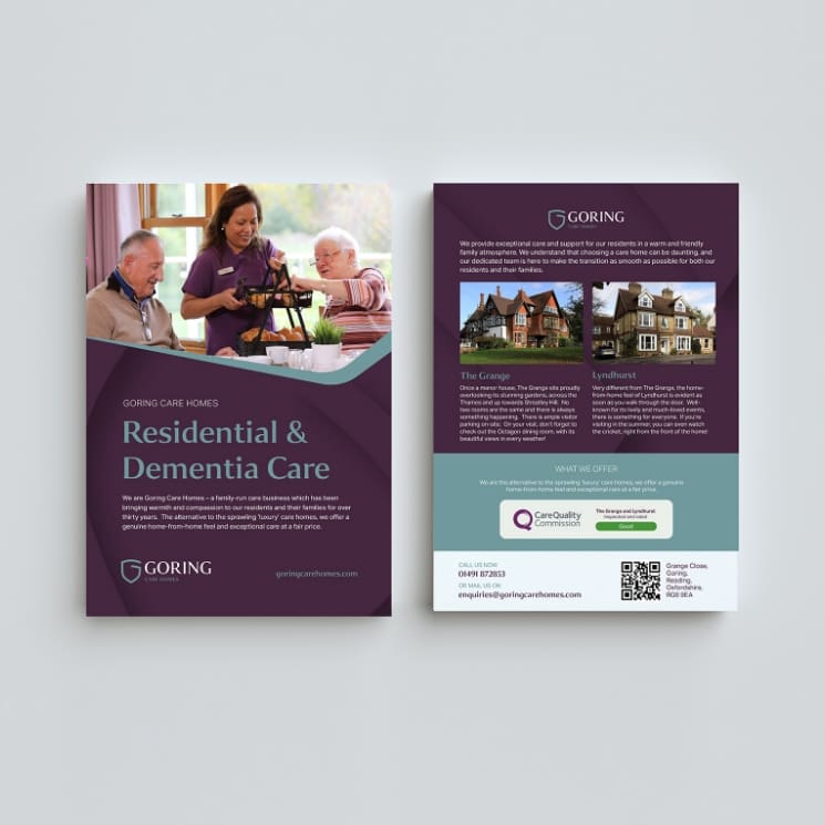 Shuttlefish Image showing the Goring Care Brochure on various pages